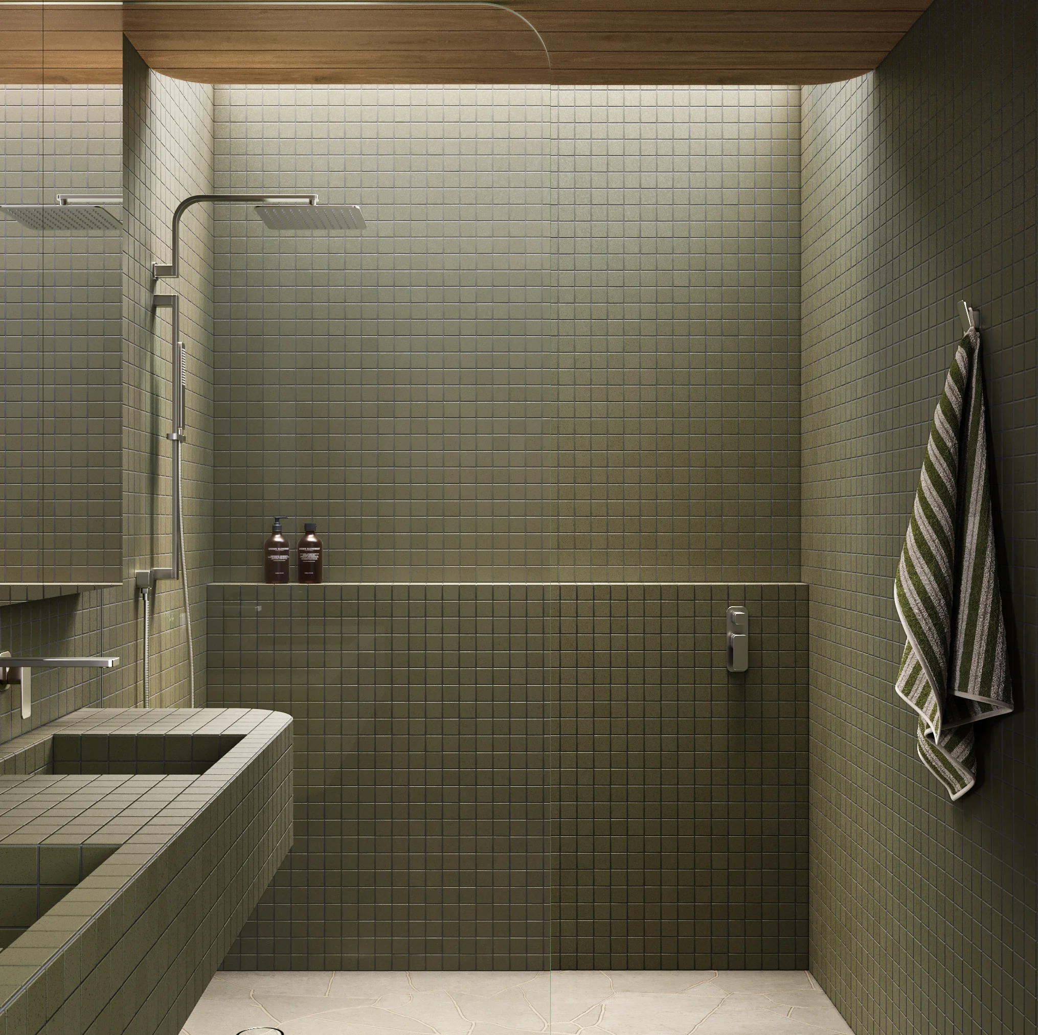 Shower Full%20Shot NESSO Shower%20Arm-Robe%20Hook SS with%20towel