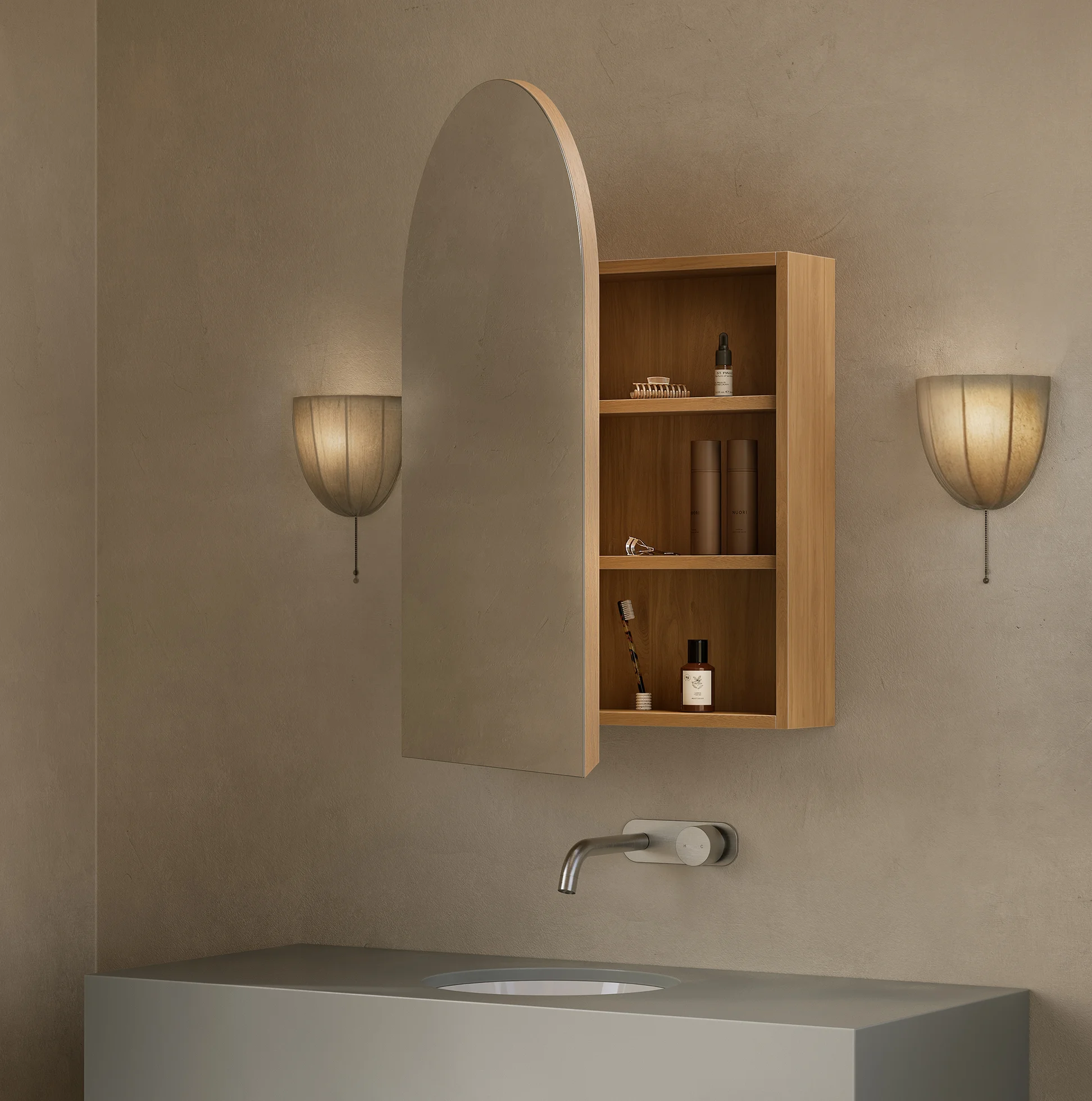Mona%20Mirror%20cabinets Zuri%20Round%20Undercounter%20Basin Milani%20Tap Hakkari%20Tiles View01 Mirror%20C BN