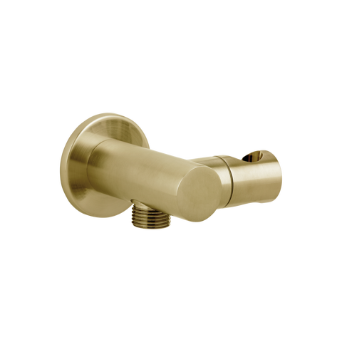 Adjustable Hand Shower Holder & BP - Brushed Brass