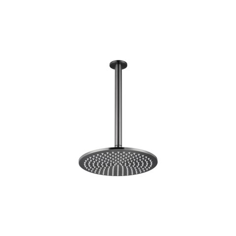 Shower Dropper Round 300mm & Head Set - Brushed Gunmetal