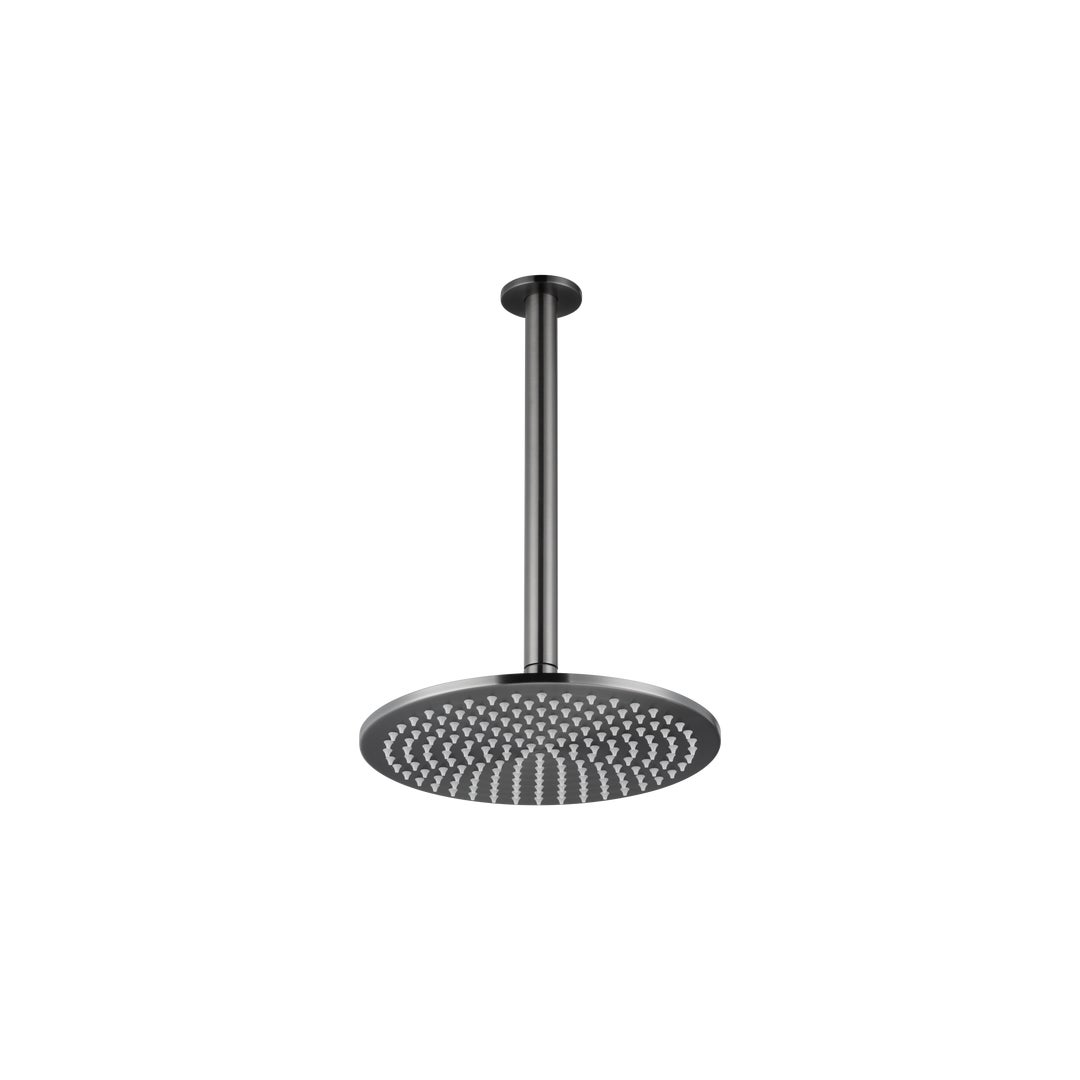 Shower Dropper Round 300mm & Head Set - Brushed Gunmetal