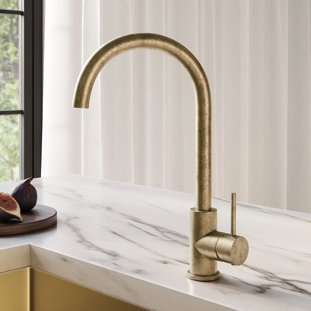 Tumbled Aged Brass Kitchen Scene Kitchen Mixer