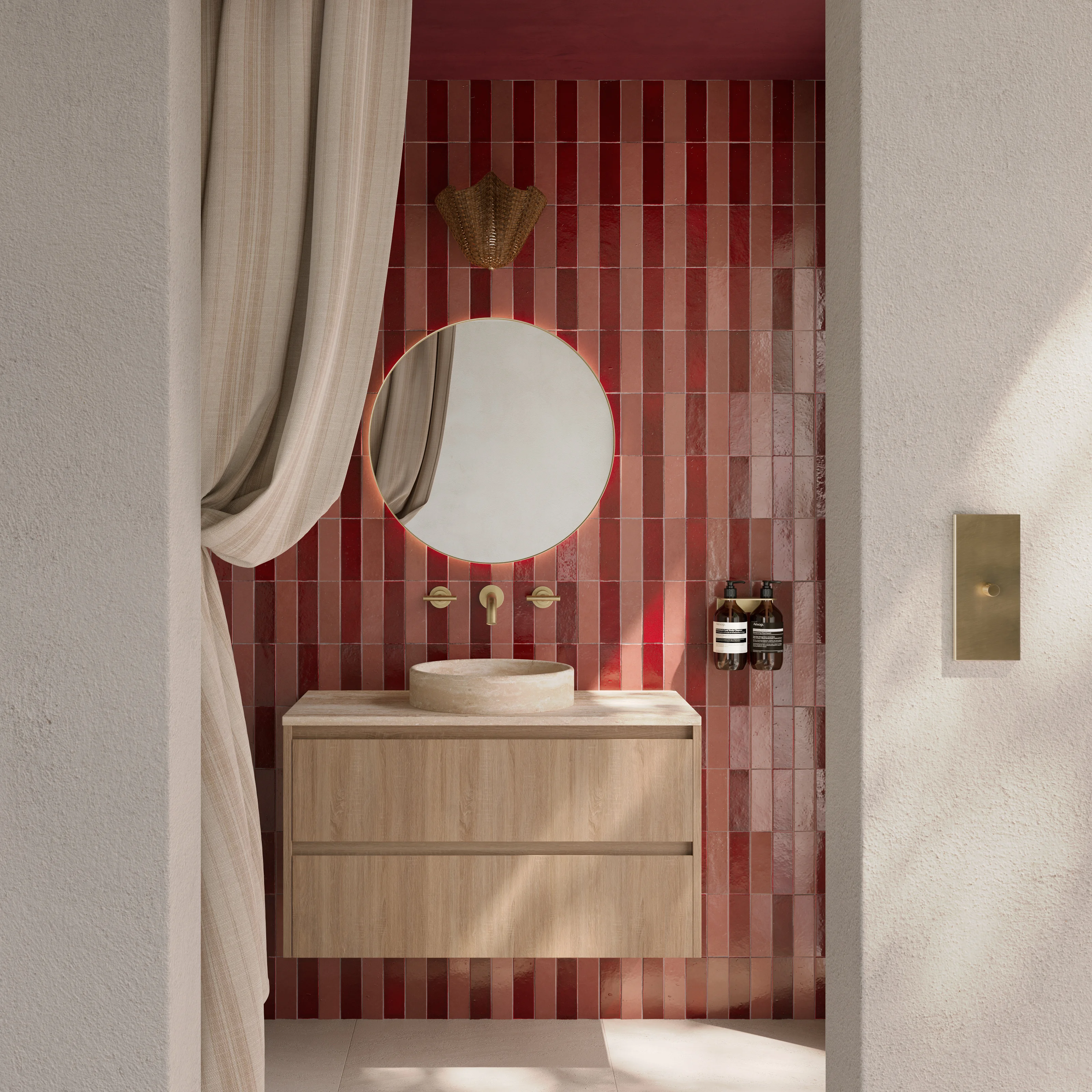 ABI Stripe%20Tiles%20Zellige Desert%20Rose%20and%20Cherry