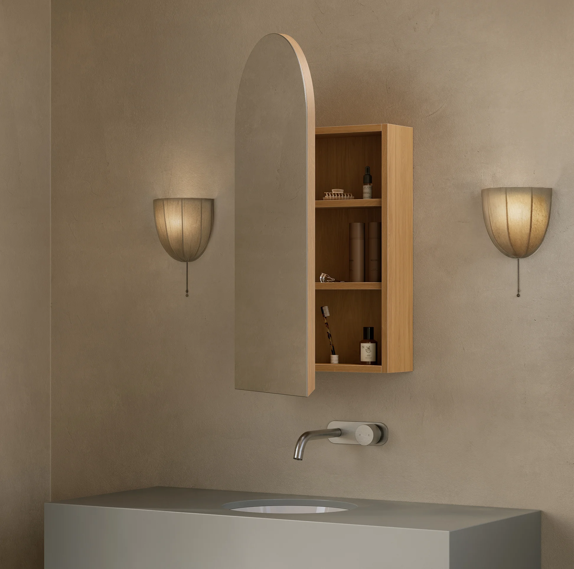 Mona%20Mirror%20cabinets Zuri%20Round%20Undercounter%20Basin Milani%20Tap Hakkari%20Tiles View01 Mirror%20A BN