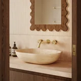 Pedra Oval Basin Beige Travertine V1