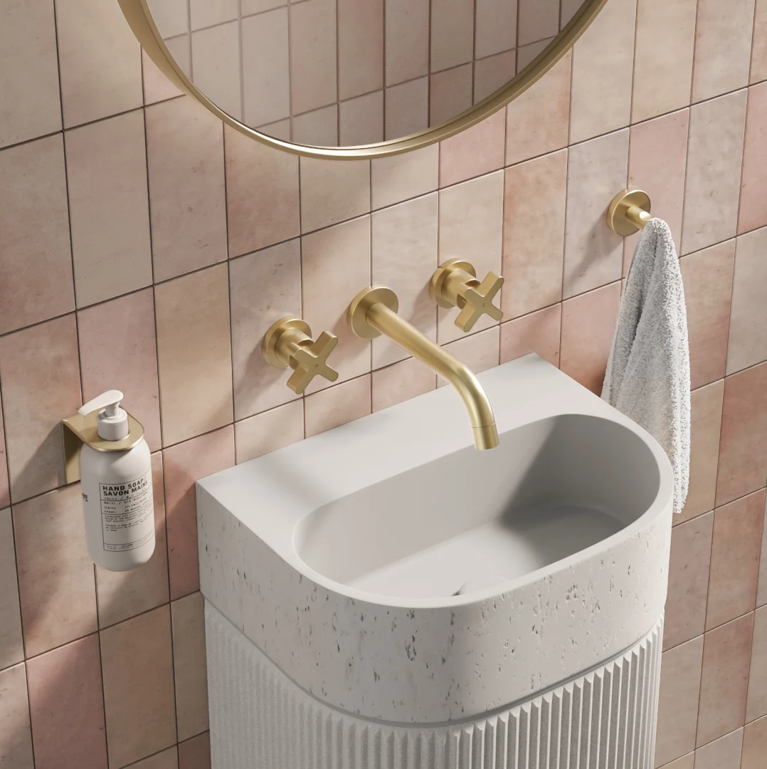 Side Angle Nelios Pedestal Basin - In Setting WHITE BB
