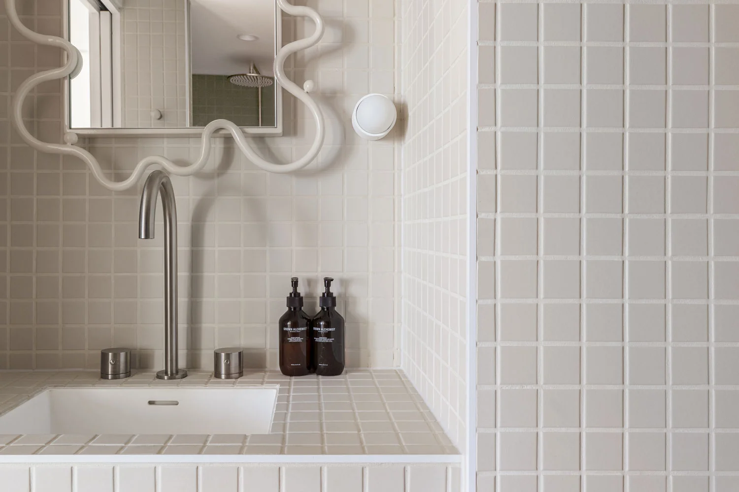 Brushed-Nickel-Stainless-Steel-Neutral-Bathroom-Square-Tiles-Wavy-Mirror