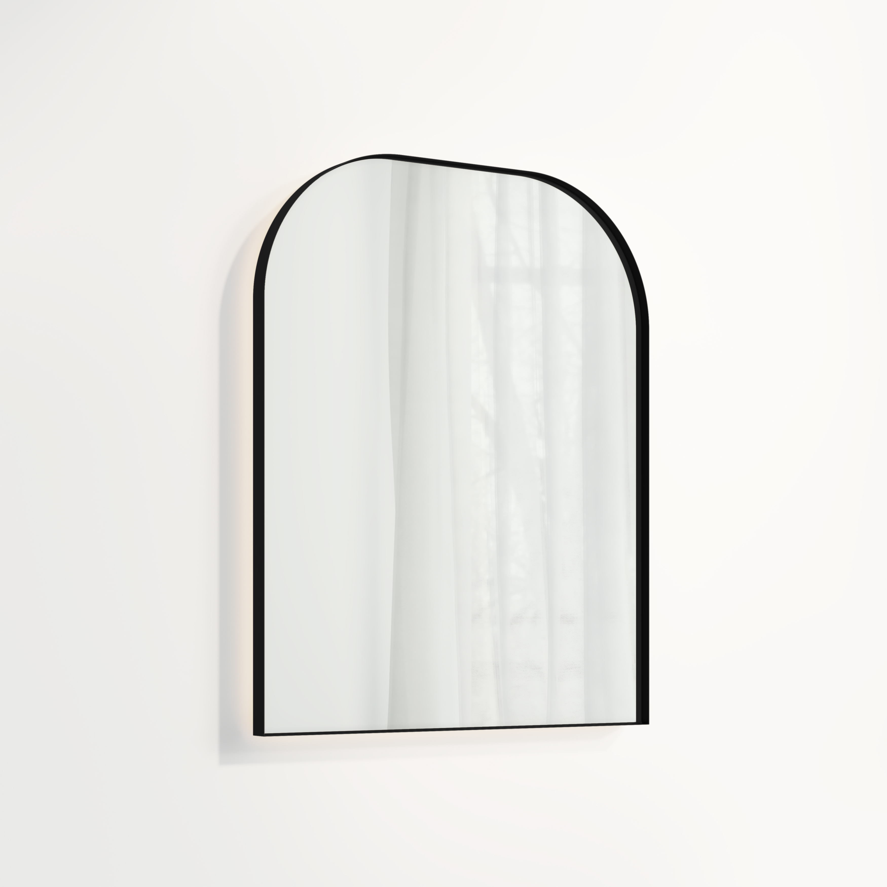 Arch Wall Mirror LED 600 x 750mm - Matte Black
