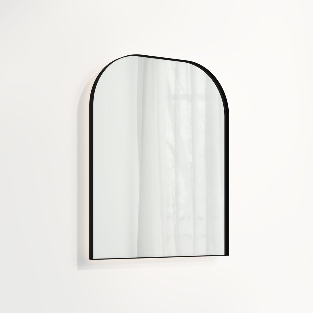 Arch Wall Mirror LED 600 x 750mm - Matte Black