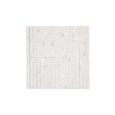 Verona Terrazzo Rounded Finger Mosaic Tile - White