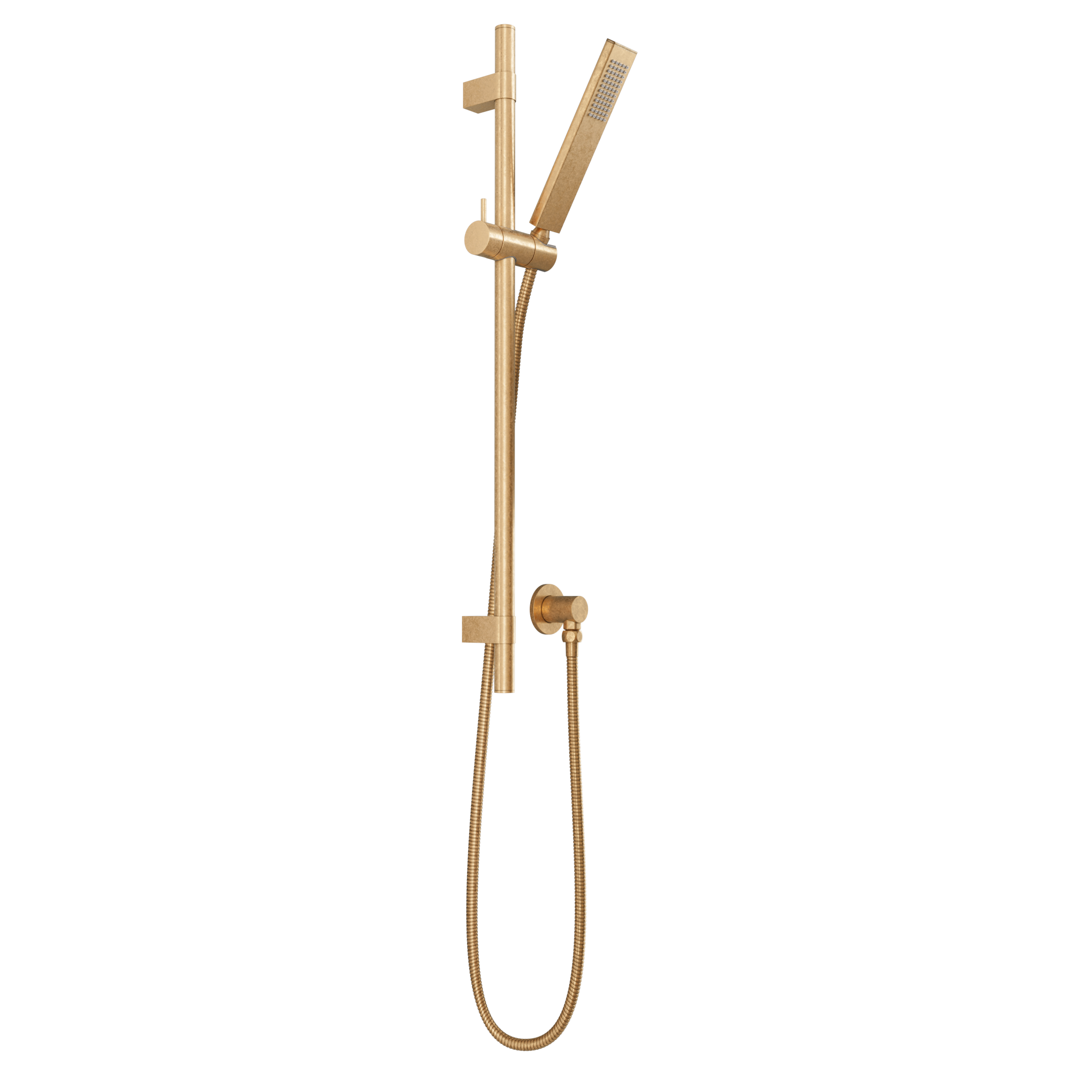 Elysian Adjustable Hand Shower Rail Set - Tumbled Aged Brass