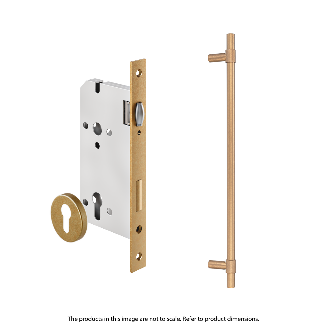 Modi Adjustable Entry Door Pull & Lock Set 600mm - Antique Aurum