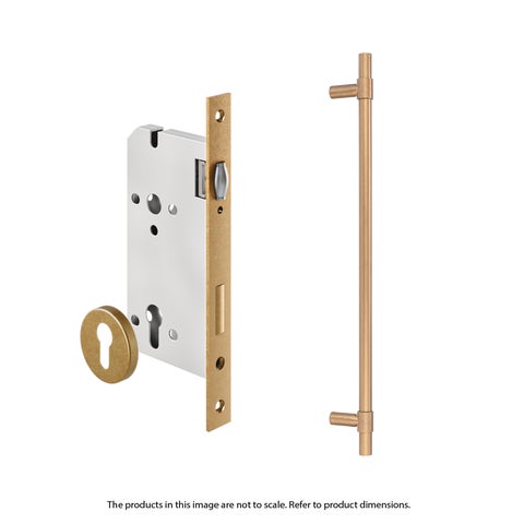 Modi Adjustable Entry Door Pull & Lock Set 600mm - Antique Aurum