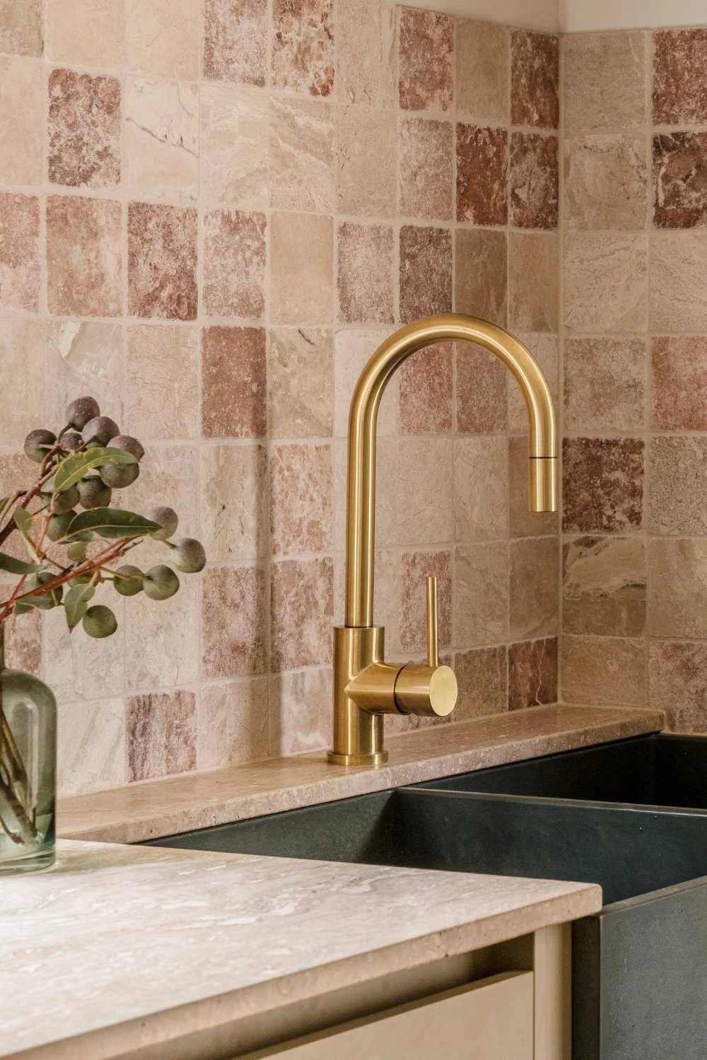 Kitchen Splashback Ideas Stone Blush Tile