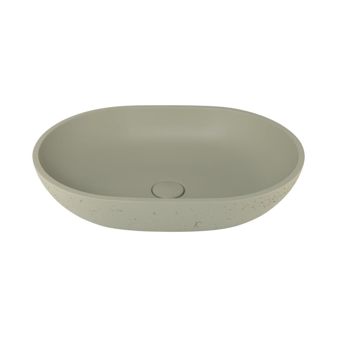 Atelis Oval Concrete Basin - Sage Green