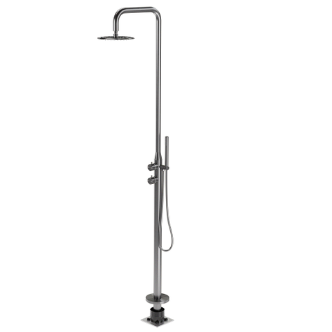 Sola Freestanding Outdoor Shower Set - Brushed Gunmetal