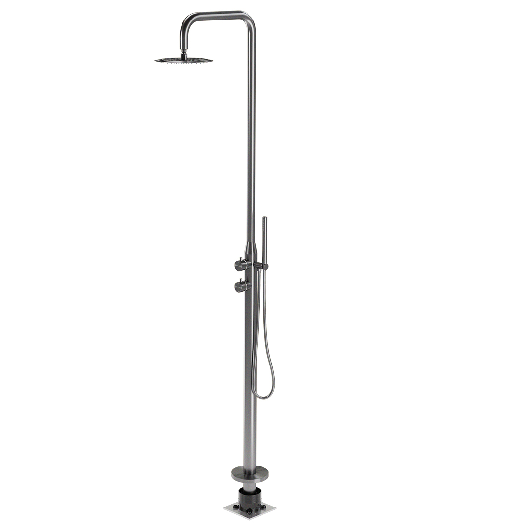 Sola Freestanding Outdoor Shower Set - Brushed Gunmetal