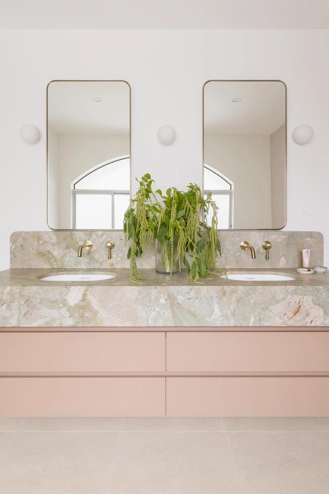 monreale-marble-double-vanity-pink-cabinetry-contemporary-bathroom