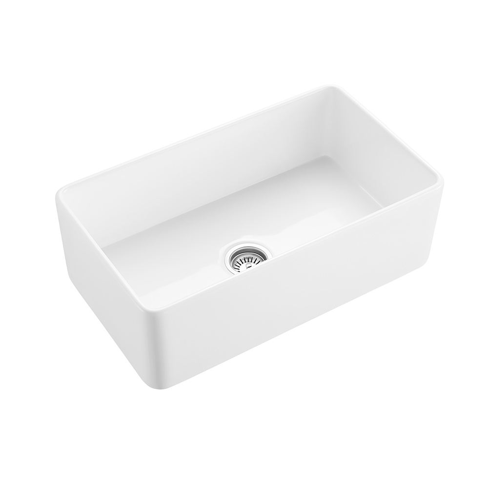 Hartley Single Farmhouse Fireclay Sink - Gloss White | ABI Interiors