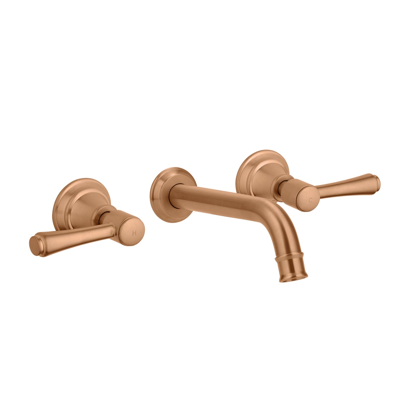 Kingsley Assembly Taps and Spout Set in Brushed Copper