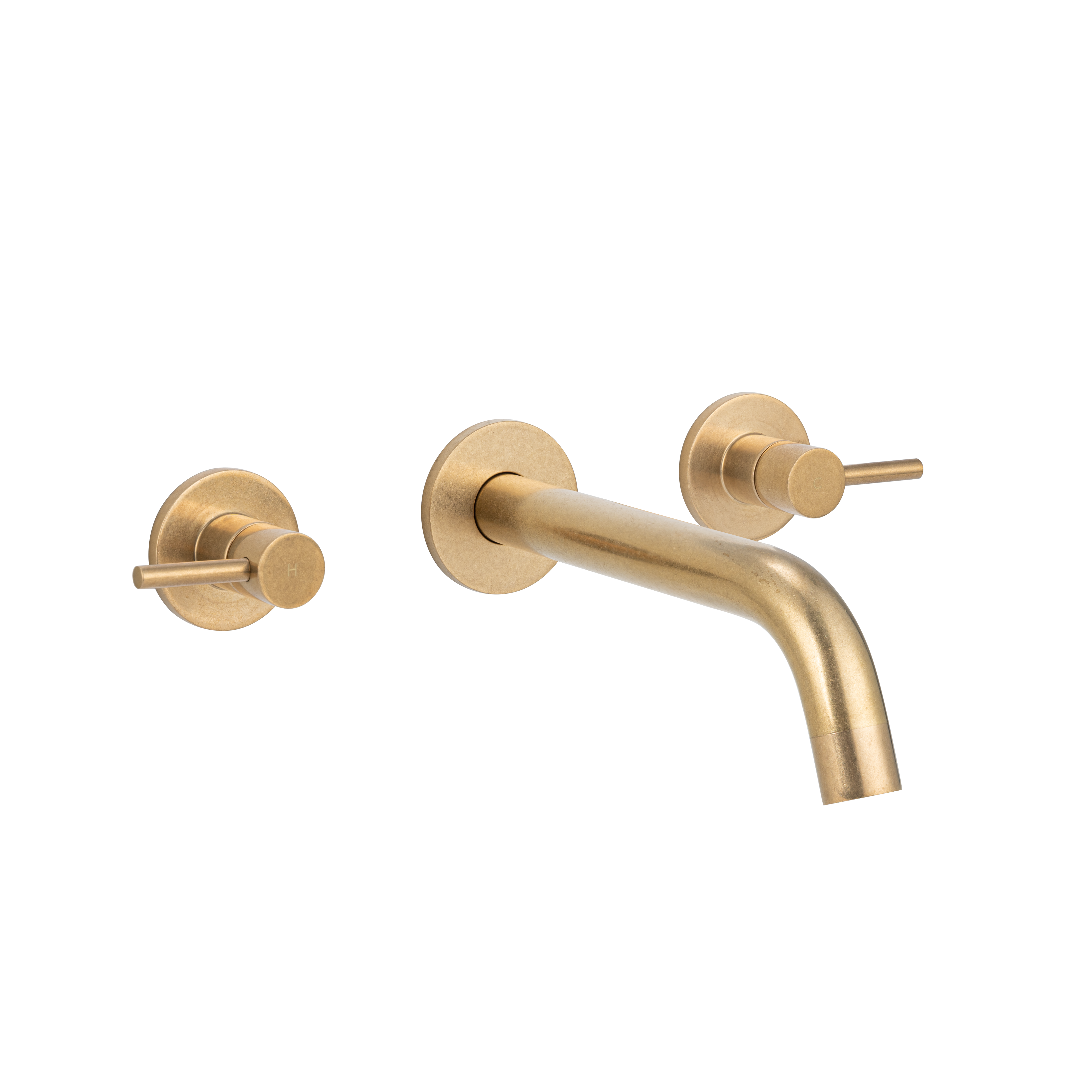 Elysian Assembly Taps & Spout Set - Tumbled Aged Brass