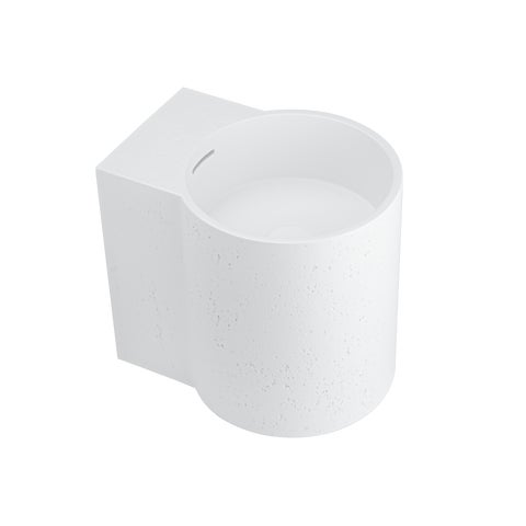 Atelis Cylinder Wall-Hung Concrete Basin (Overflow) - Matte White