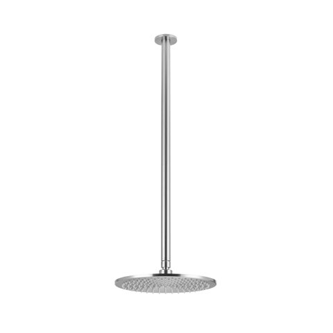 Shower Dropper Extended Round 600mm & Head Set - Brushed Nickel