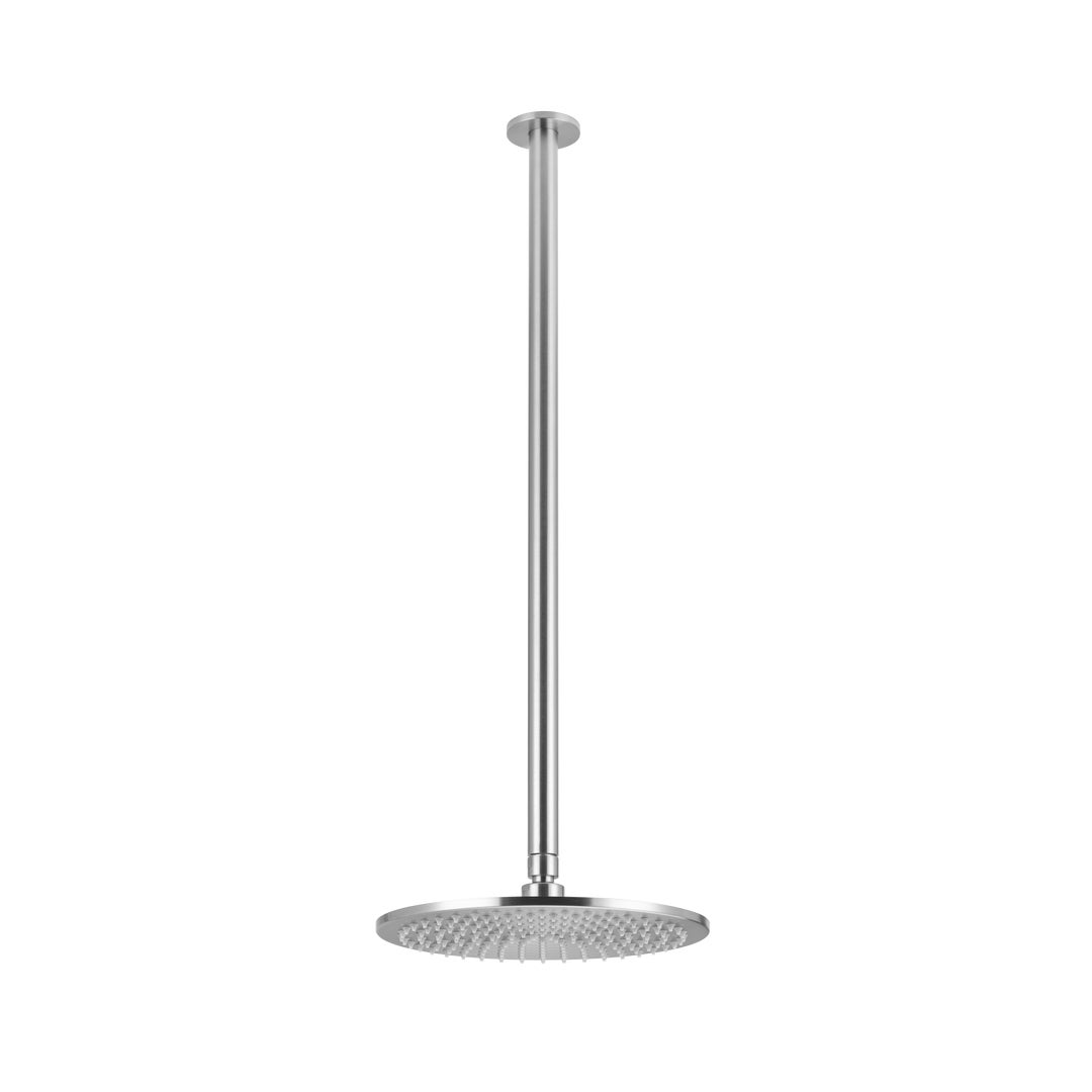 Shower Dropper Extended Round 600mm & Head Set - Brushed Nickel
