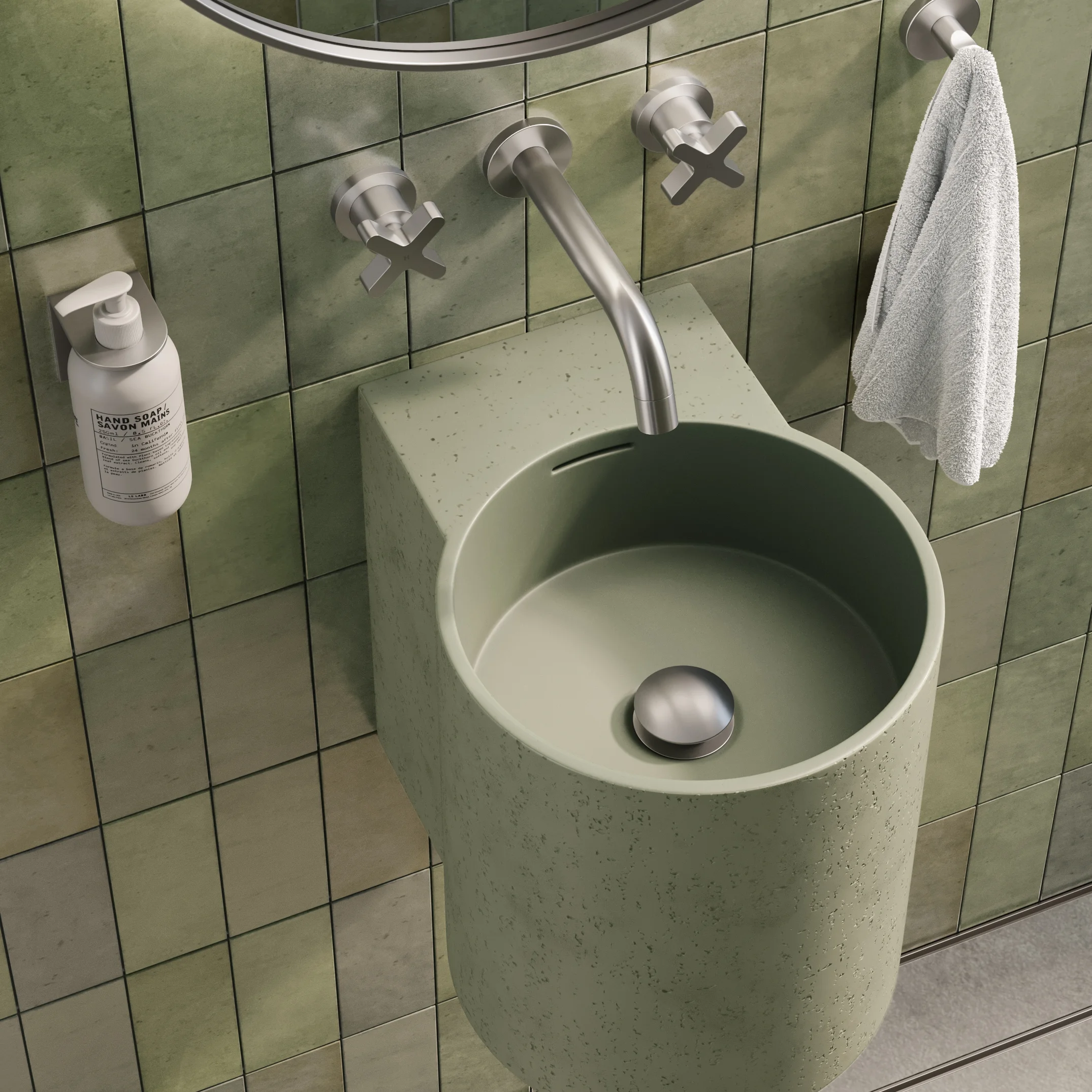 Atelis Wall Mounted Basin Overflow-Green Avi Pop-Up Basin Wastes UK-BN