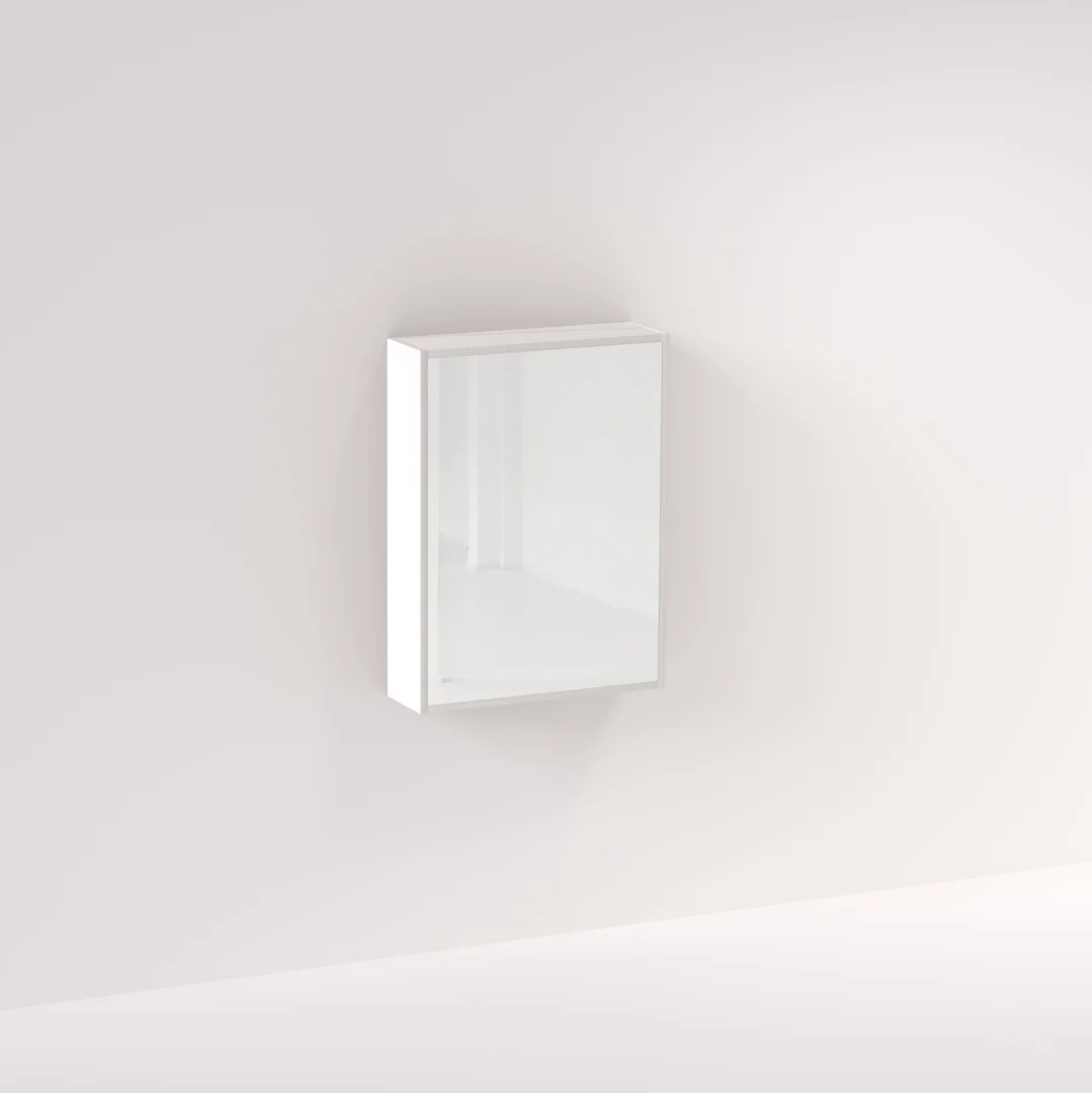 Myra 1 Door Mirror Cabinet 600mm - Matte White 2PAC - Feature