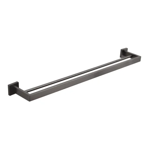 Vaada Double Towel Rail 760mm - Brushed Gunmetal