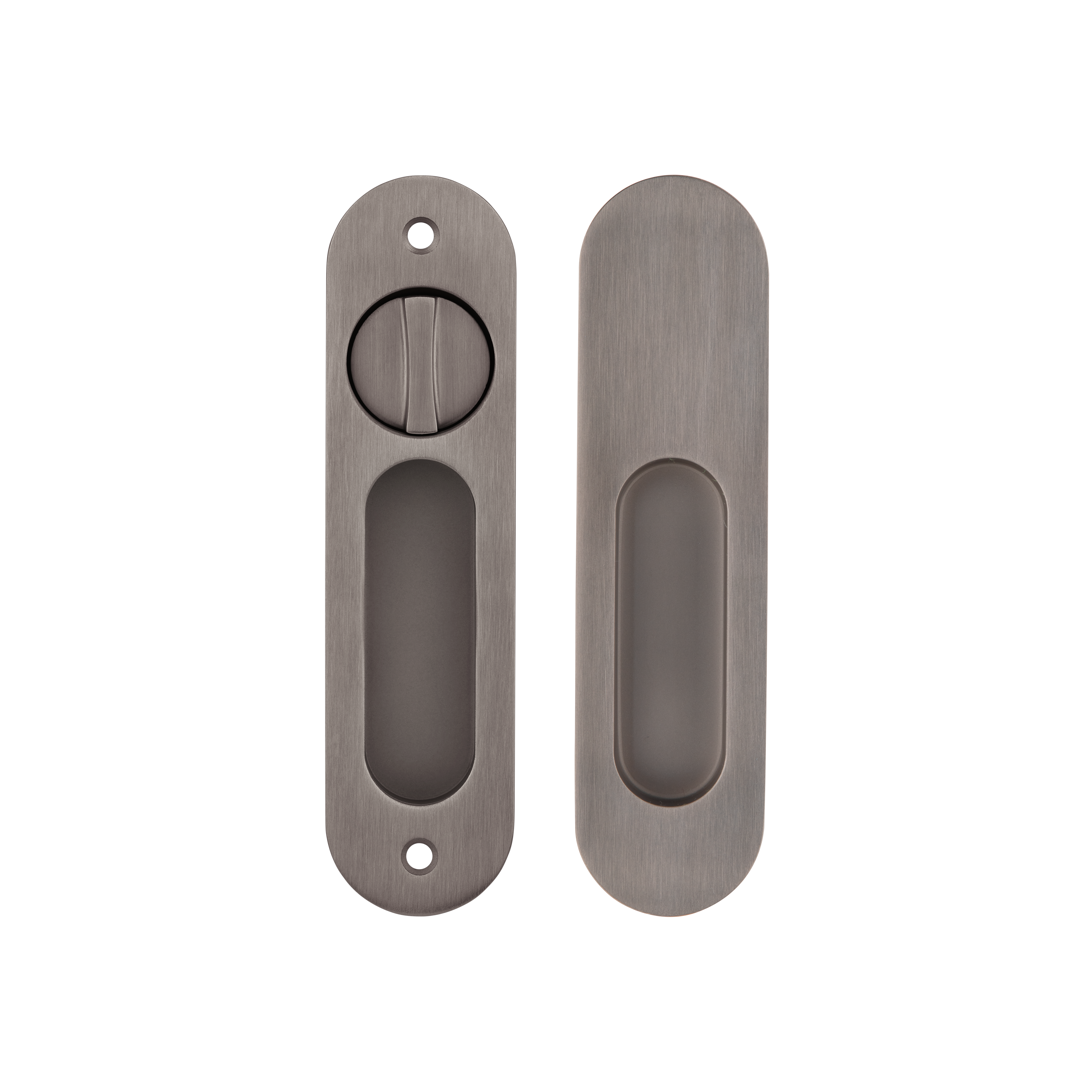 Leroy Sliding Double Door Privacy Set - Brushed Gunmetal