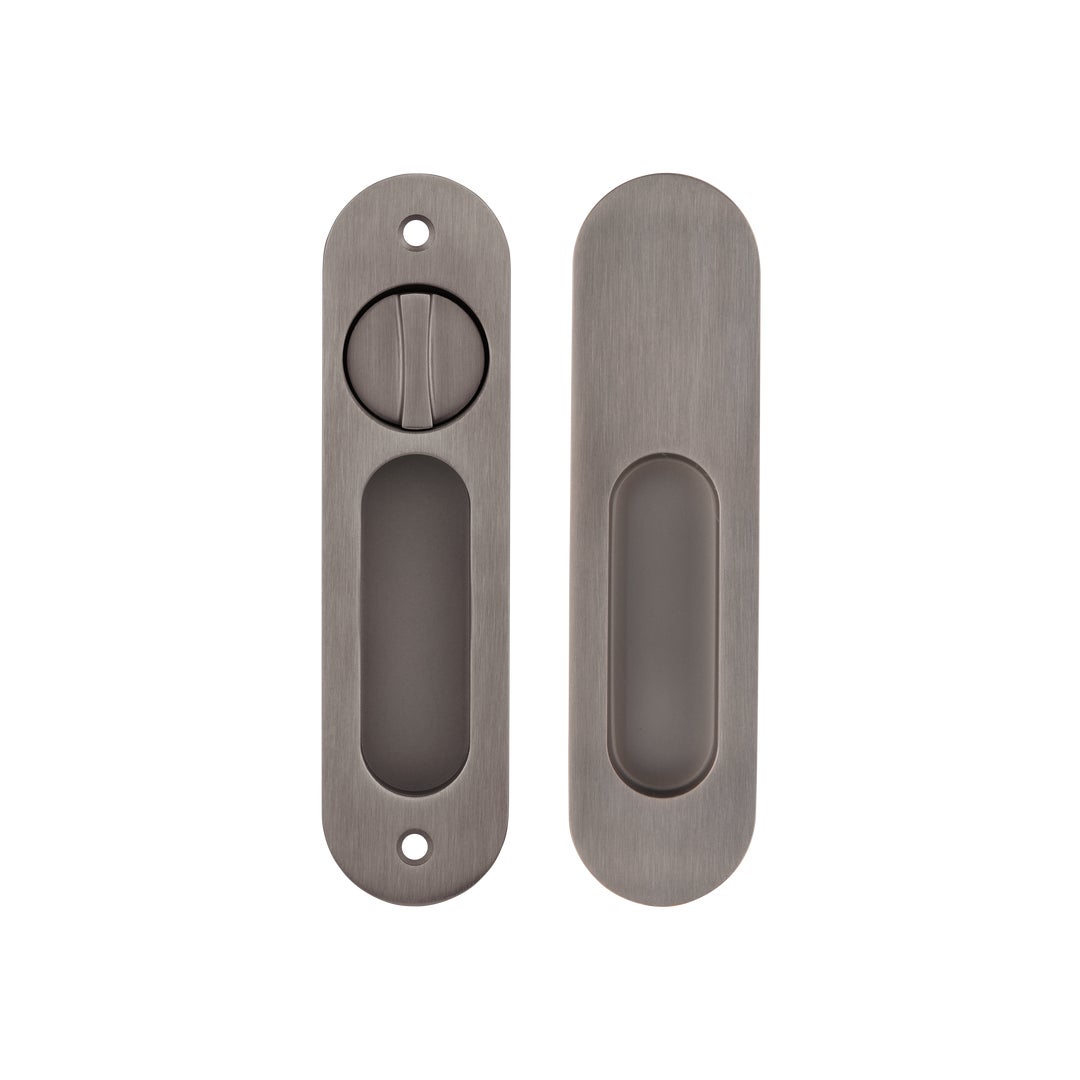 Leroy Sliding Double Door Privacy Set - Brushed Gunmetal