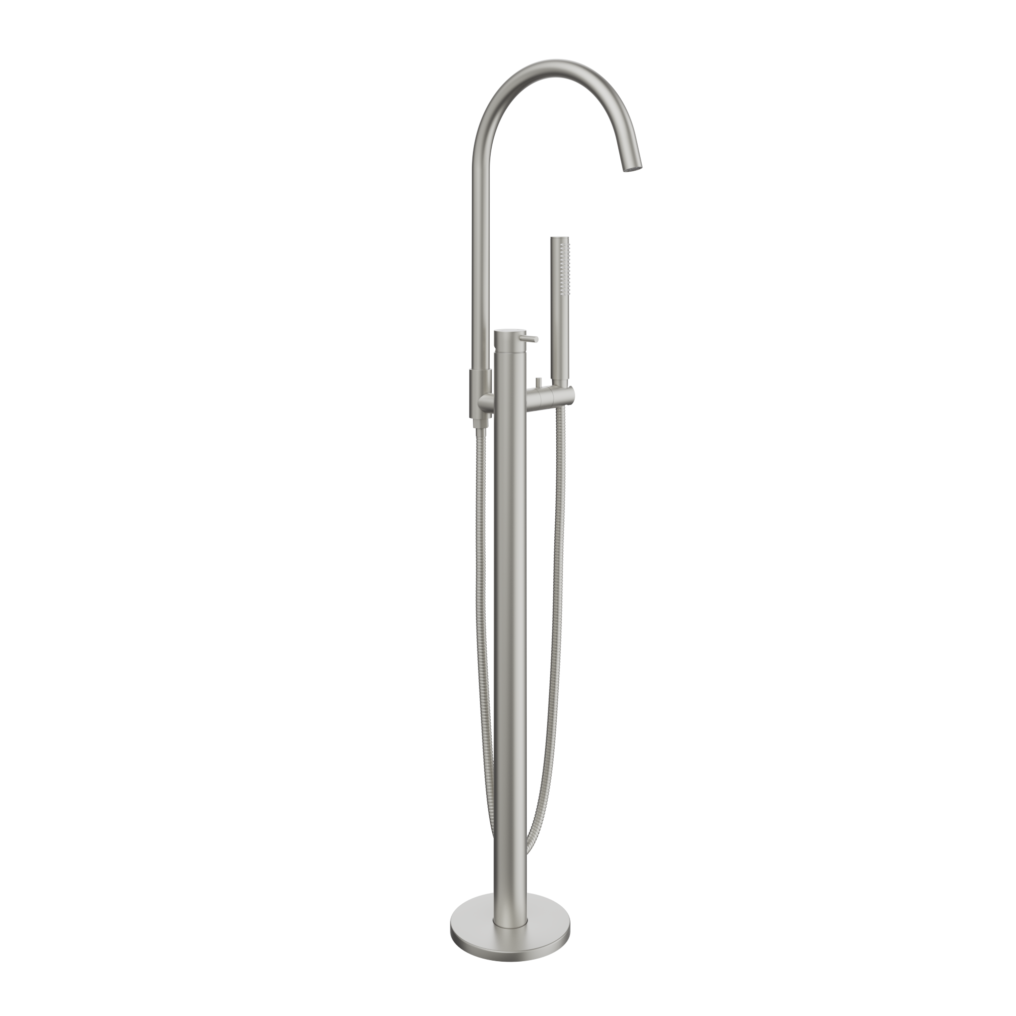 Elysian Floor Mounted Bath Filler with Hand Shower - Stainless Steel