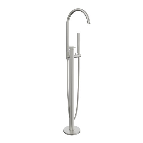 Elysian Floor Mounted Bath Filler with Hand Shower - Stainless Steel