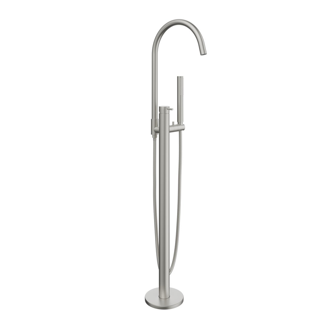 Elysian Floor Mounted Bath Filler with Hand Shower - Stainless Steel