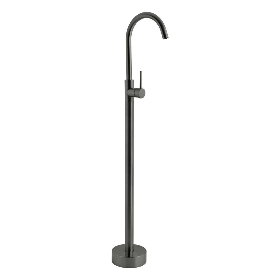 Elysian Floor Mounted Basin/Bath Filler with Mixer - Brushed Gunmetal