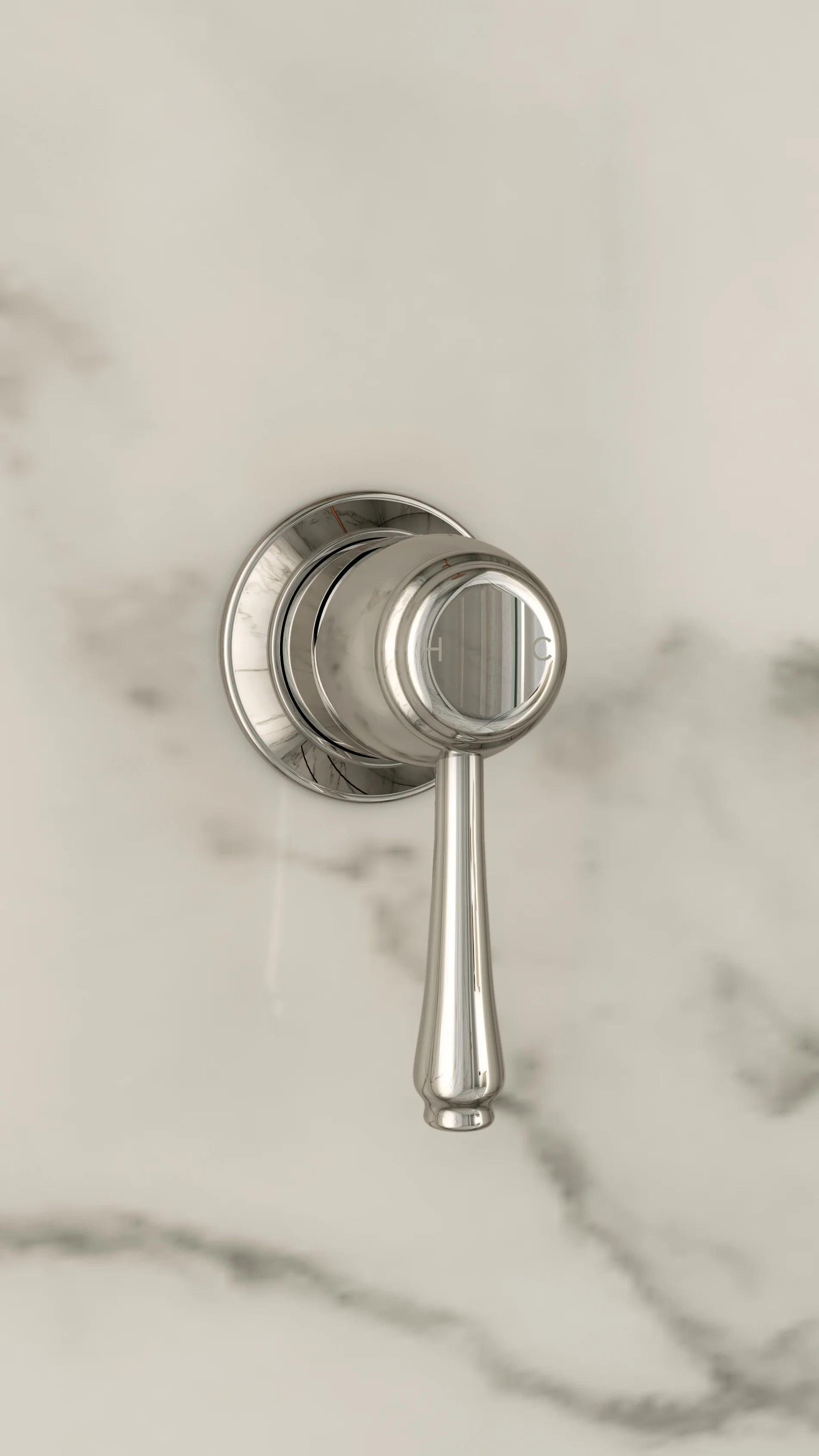 Kingsley Thermostatic Shower Mixer -In Setting Closeup Polished SS