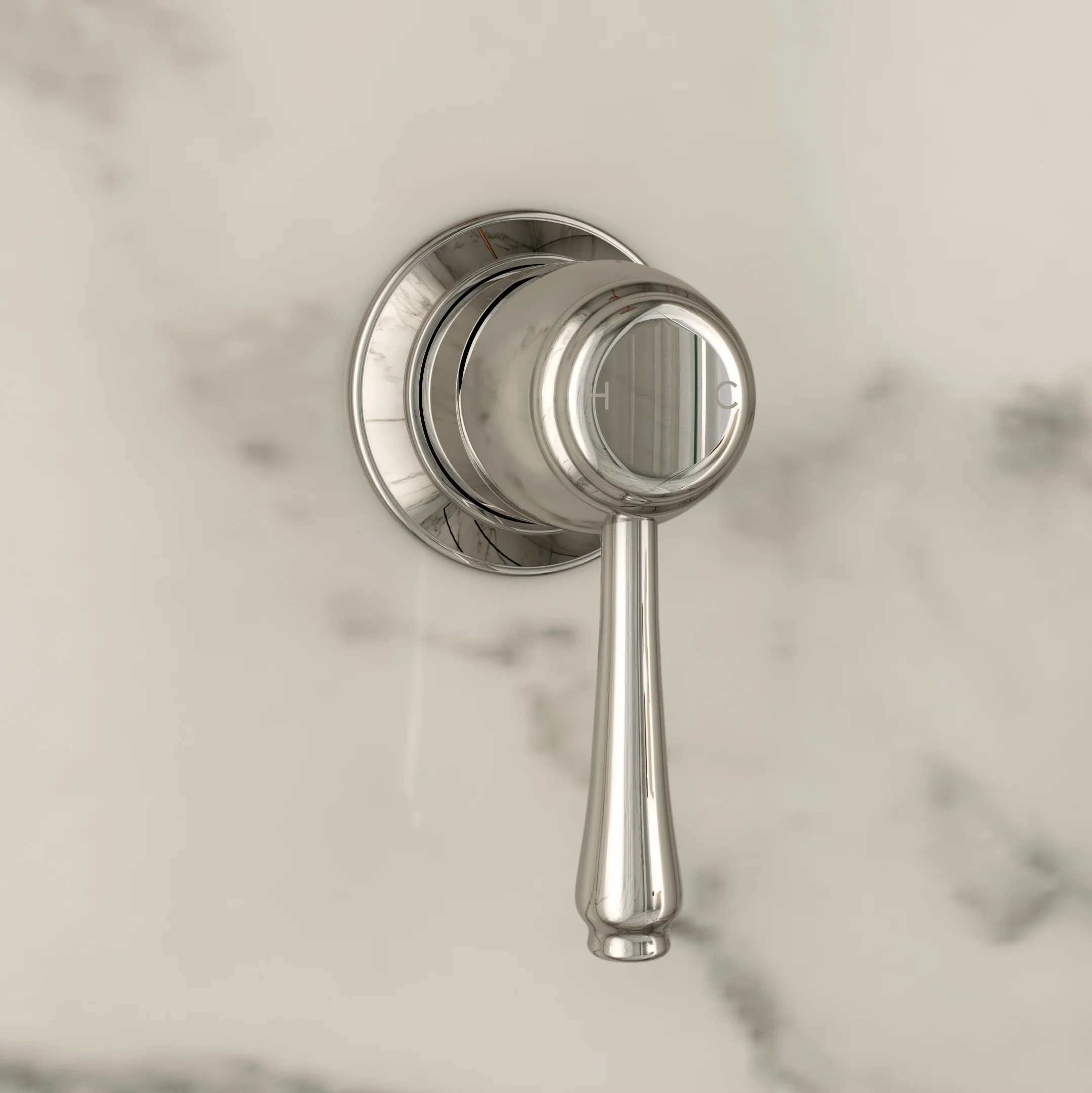 Kingsley Thermostatic Shower Mixer -In Setting Closeup Polished SS