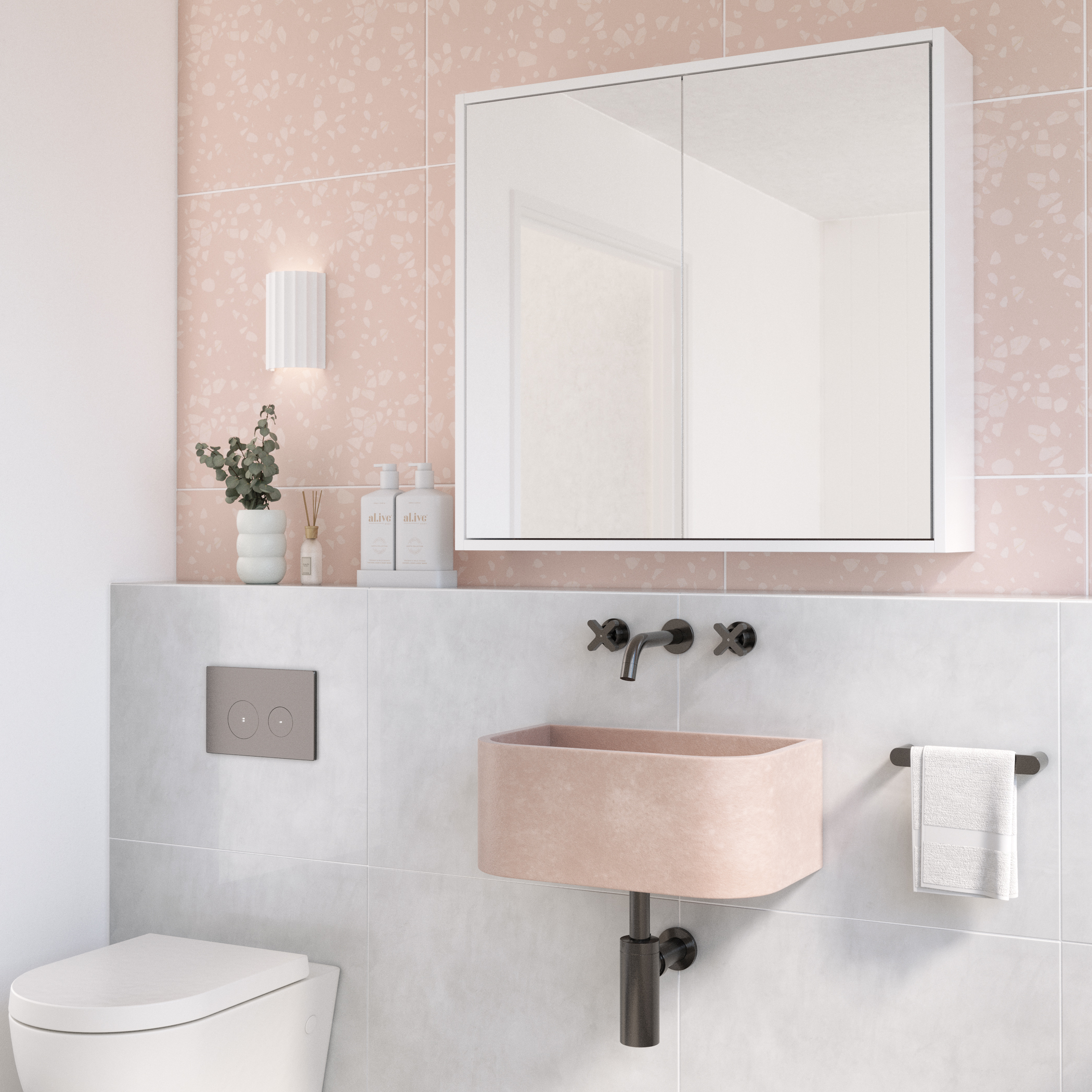 MyraMirrorCabinets 2Door Side White