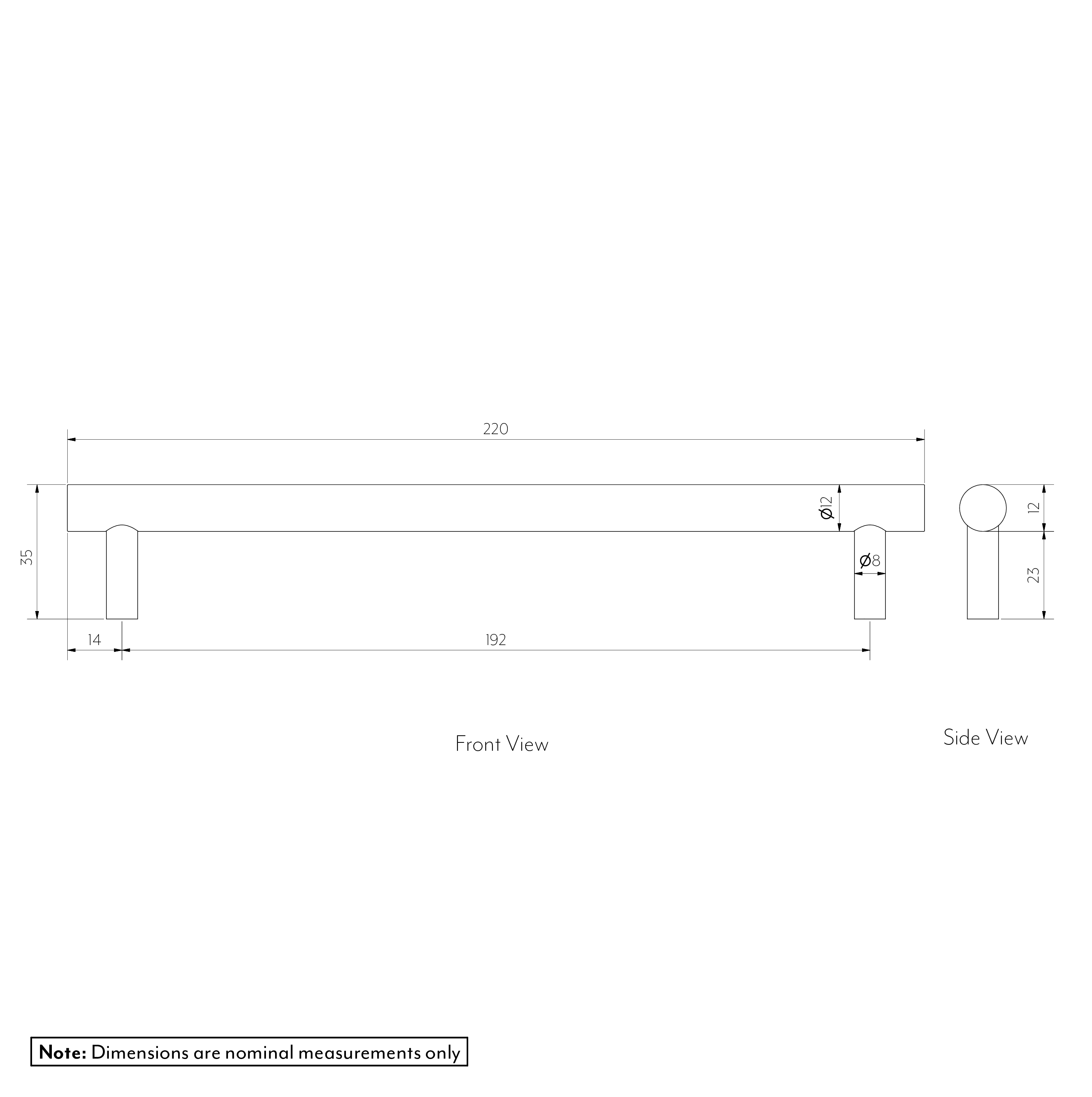 TEZRA Cabinetry Pull 220mm NEW SPEC