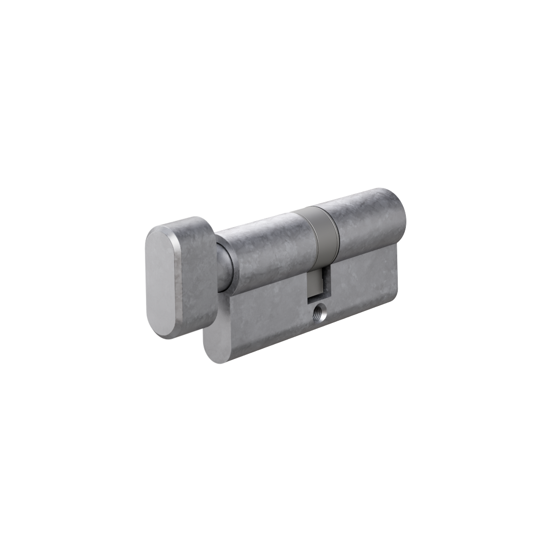 Euro Cylinder Single (Key/Turn) 70mm - Antique Steel