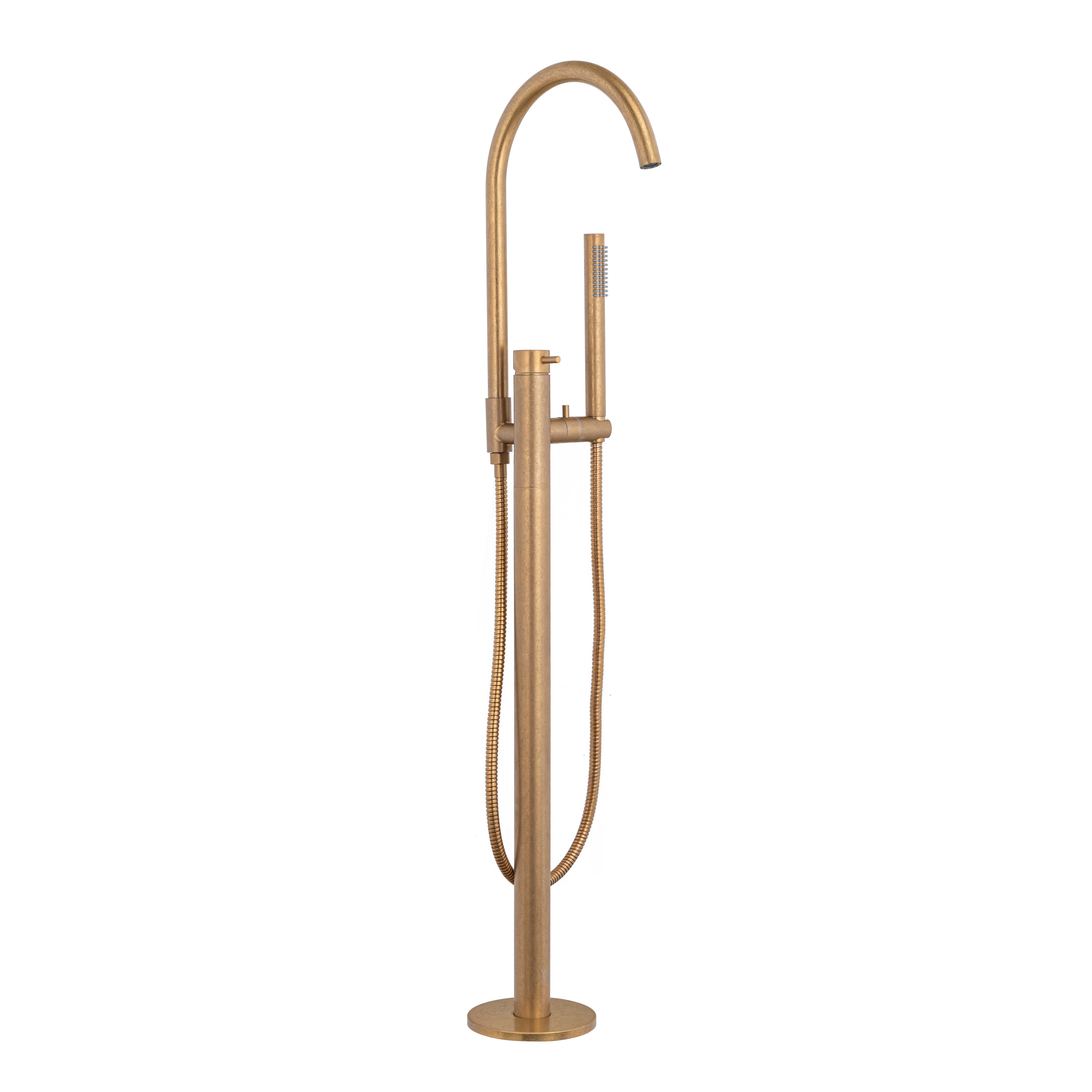 Elysian Floor Mounted Bath Filler with Hand Shower - Antique Aurum