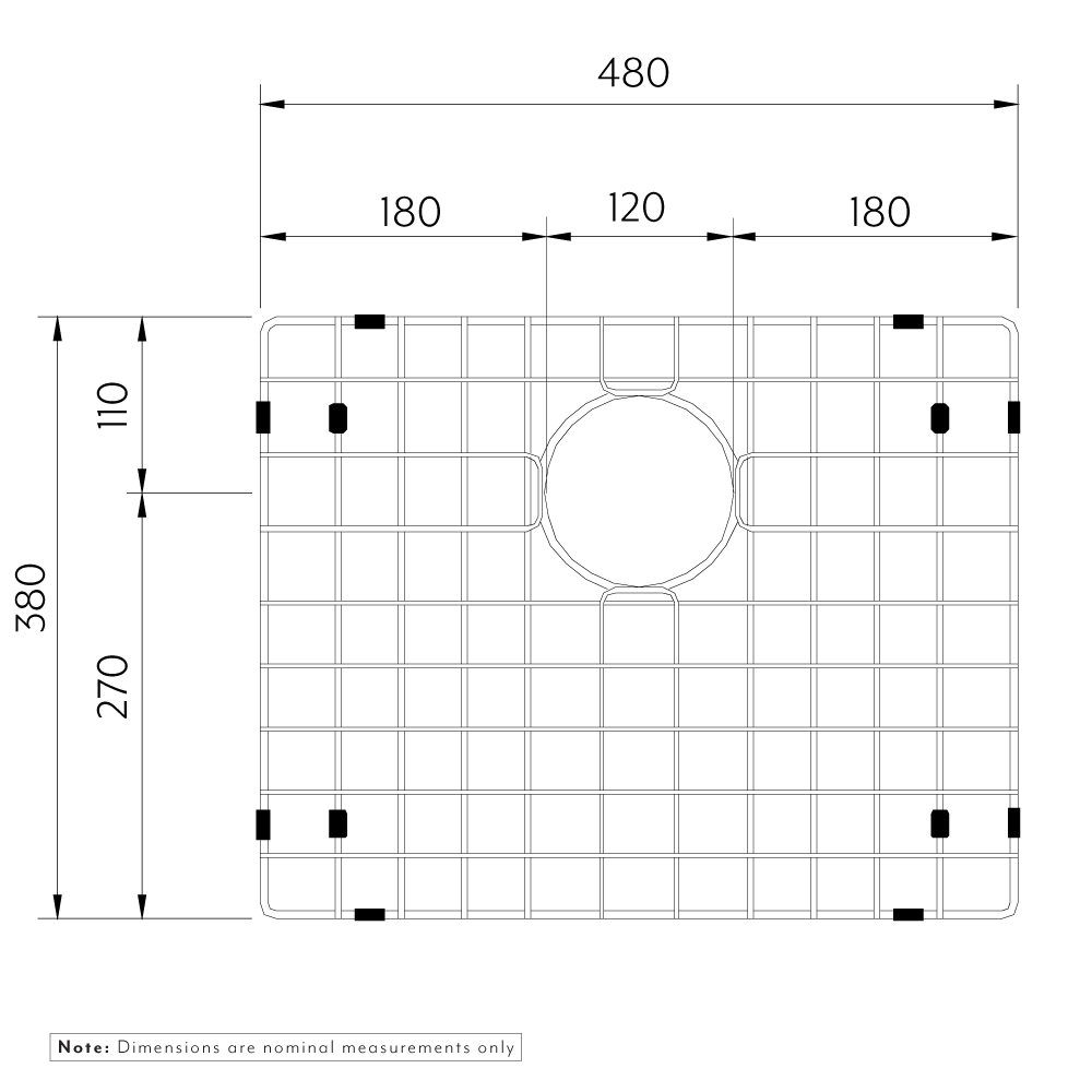 Seba Belfast Sink Protector - Brushed Brass - Specifications 1