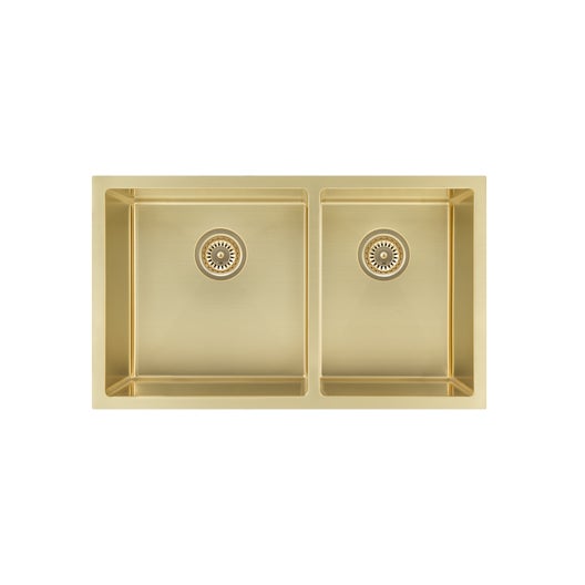 Vita Double Kitchen Sink 760mm – Brushed Brass