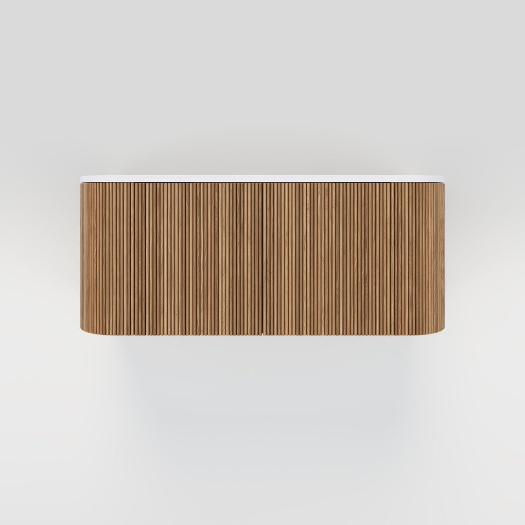 Kairi Curved Fluted Vanity 1164mm - Oak Timber