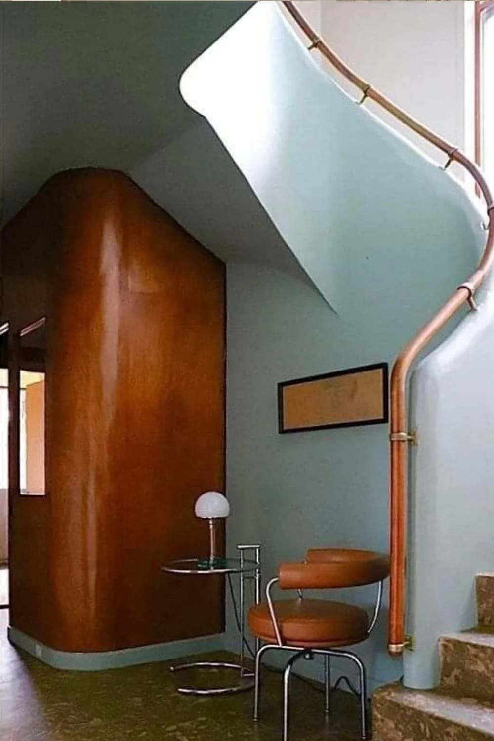 Entryway Decor Ideas Curved Interior Chair and Table Blue