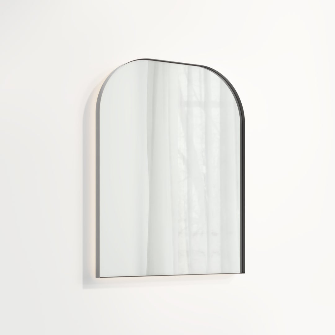 Arch Wall Mirror LED 600 x 750mm - Brushed Gunmetal