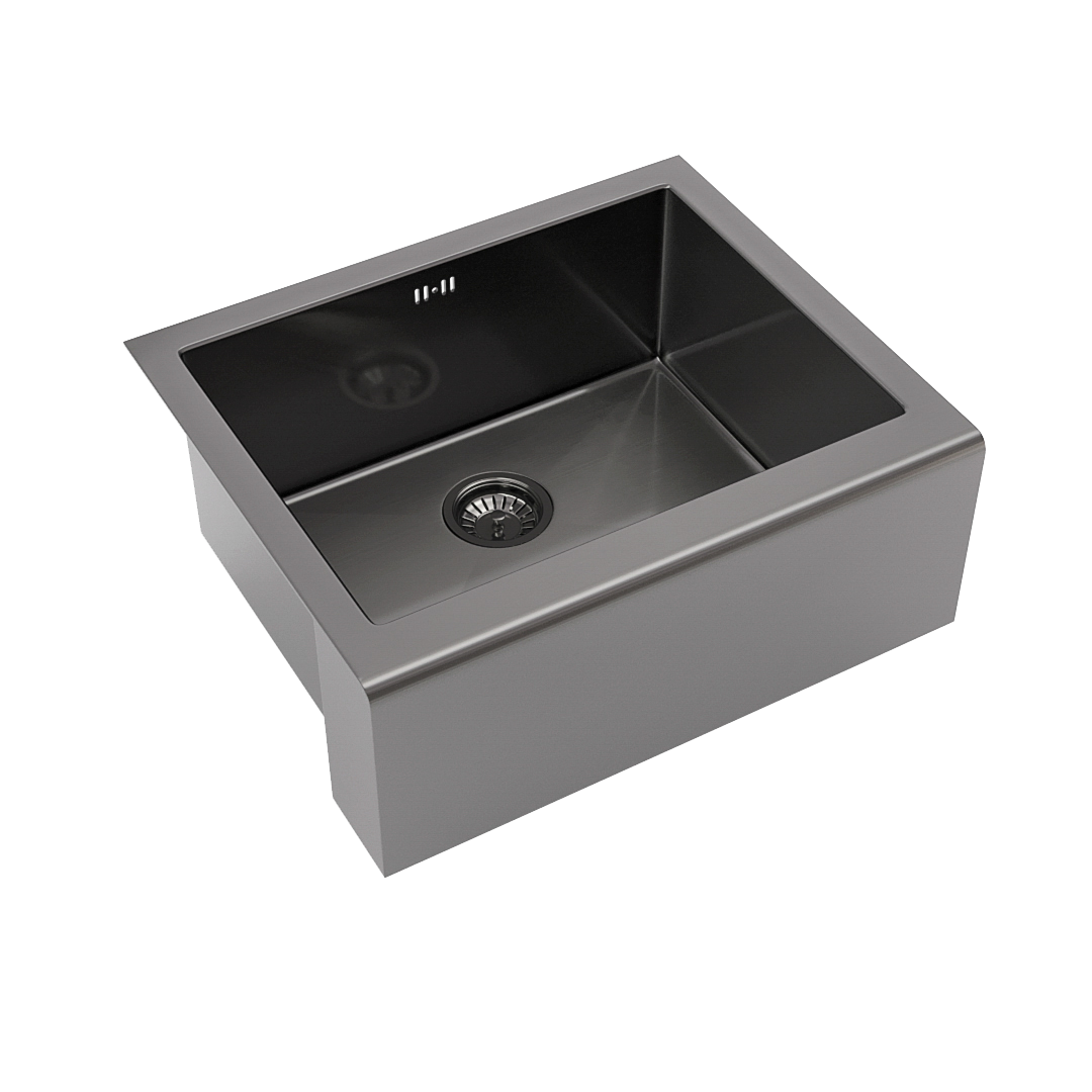 Belfast Butler Sink - Brushed Gunmetal (Overflow)