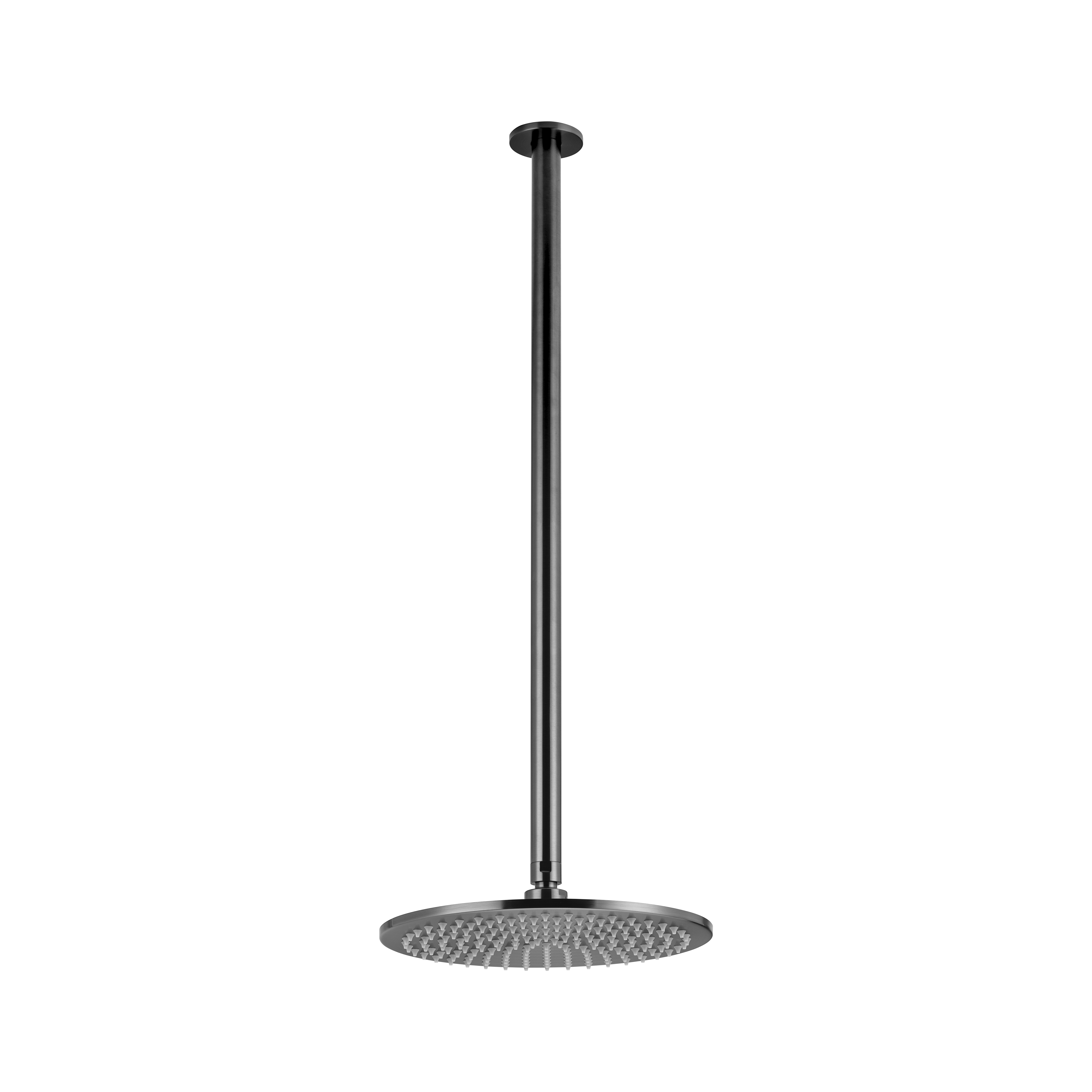 Shower Dropper Extended Round 600mm & Head Set - Brushed Gunmetal